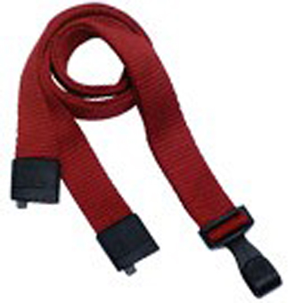 BRADY PEOPLE ID, STANDARD LANYARD, FBBAMBO, FLAT 5/8 INCH (16MM), RED, BLACK NO TWIST WIDE PLASTIC HOOK, BREAKAWAY, 36 INCH LENGTH, PACK OF 1000